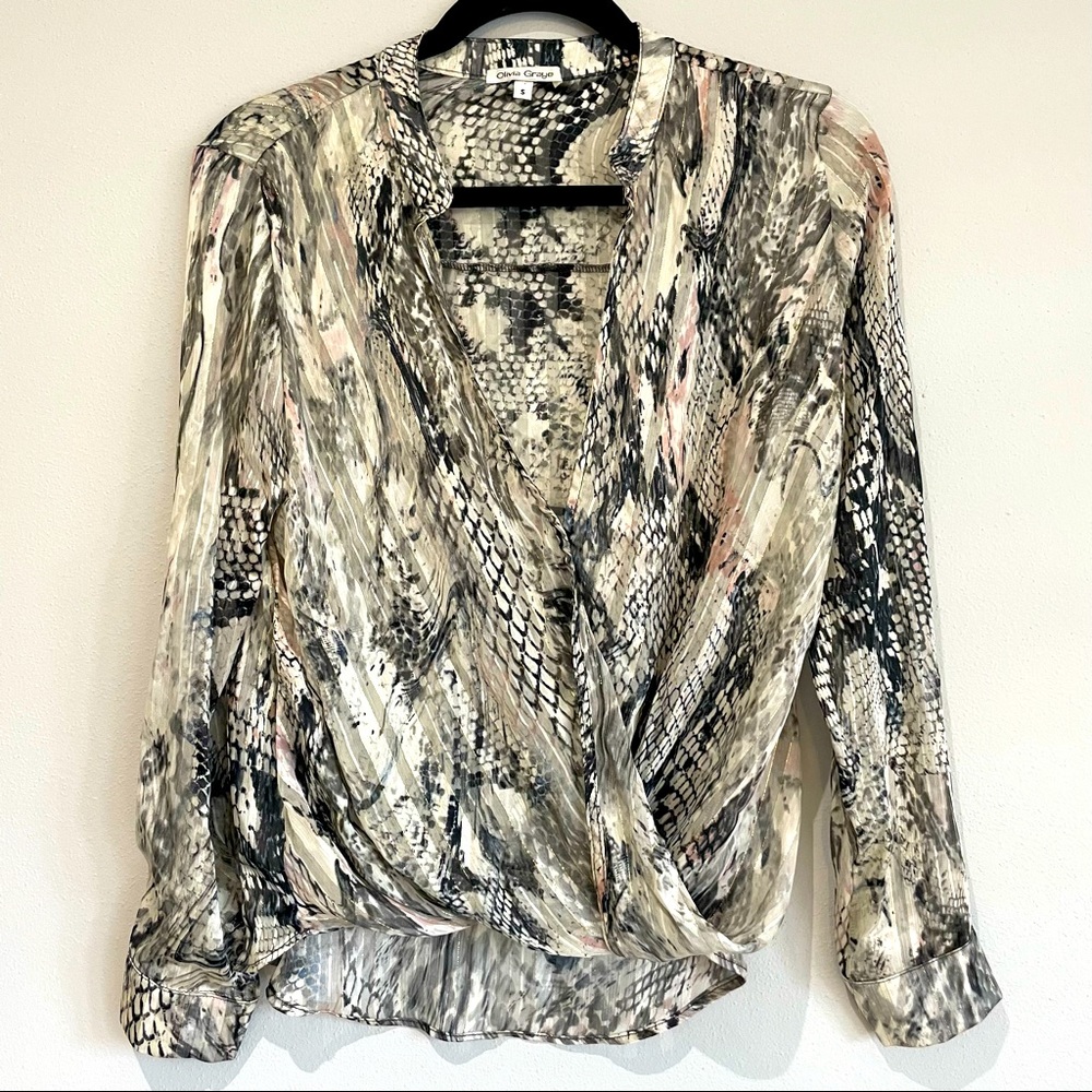 Olivia Graye Snakeskin Python Shimmer Crossover T… - image 1